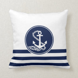 Schöner maritimer Stil weiß und blau, Anker Kissen