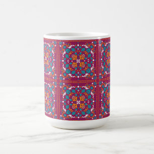 🤩 Schöner Maron und Türkis Azulejos, Kaffeetasse