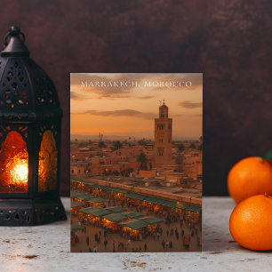 Schöner Marrakech  Sonnenuntergangsblick Koutoubia Postkarte