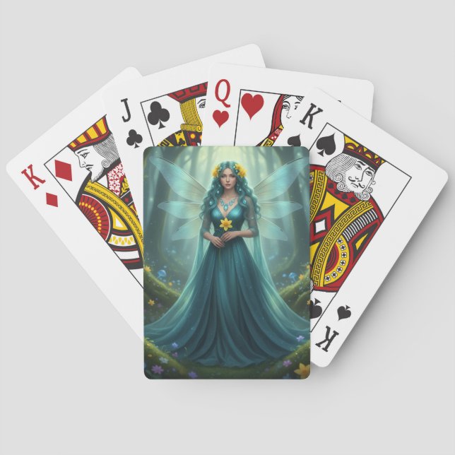 Schöner März Aquamarine Fairy Spielkarten (Rückseite)