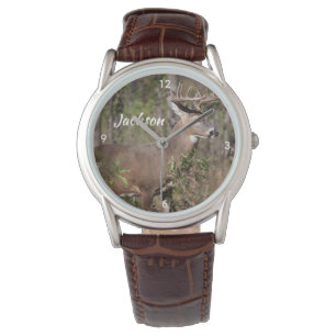 Schöner Maultierhirsch mit enormem Gestell Armbanduhr