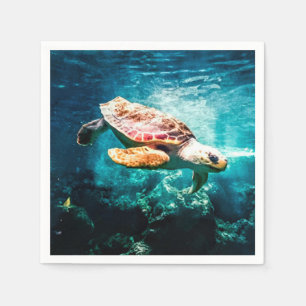 Schöner Meeresschildkröte-Ozean-Unterwasserbild Serviette
