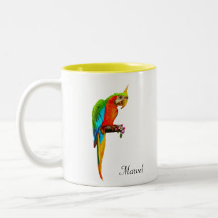 Schöner mehrfarbiger Ara-Vogel Zweifarbige Tasse