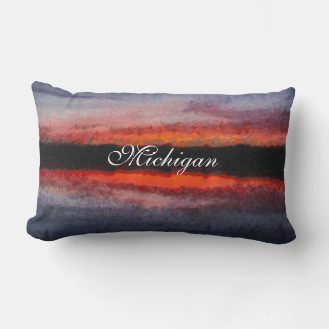 Schöner Michigan-Sonnenuntergang Lendenkissen (Vorderseite)