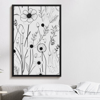 Schöner, minimalistischer Garten mit schwarzen Tin Poster