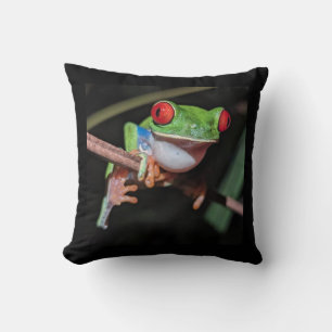 Schöner Mit Augen Baum-Frosch auf einem Zweig Kissen