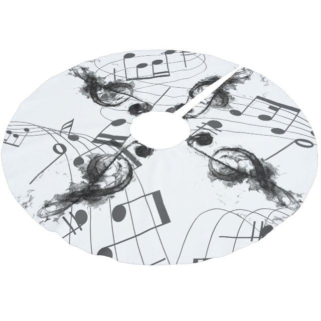 Schöner, moderner Raucheffekt der Musiknoten Polyester Weihnachtsbaumdecke (Schrägansicht)
