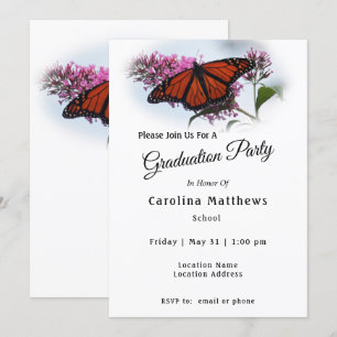 Schöner Monarch Butterfly Foto Abschluss Einladung