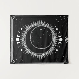 Schöner Mond und Sonne mit schwarzen und weißen St Wandteppich