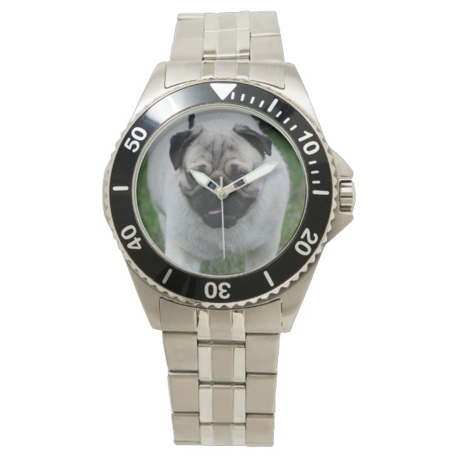 Schöner Mops Armbanduhr (Vorderseite)