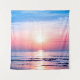 Schöner morgendlicher Sonnenaufgang, blaues Meer, Wandteppich