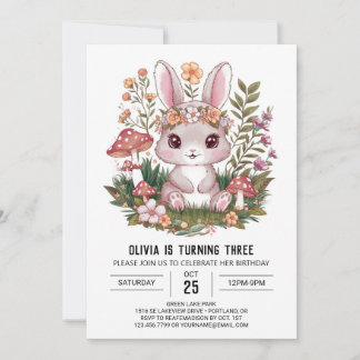 Schöner mystischer Bunny Digital Geburtstag Einladung