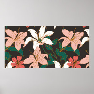 Schöner, nahtloser Blumenmuster Hintergrund. Poster