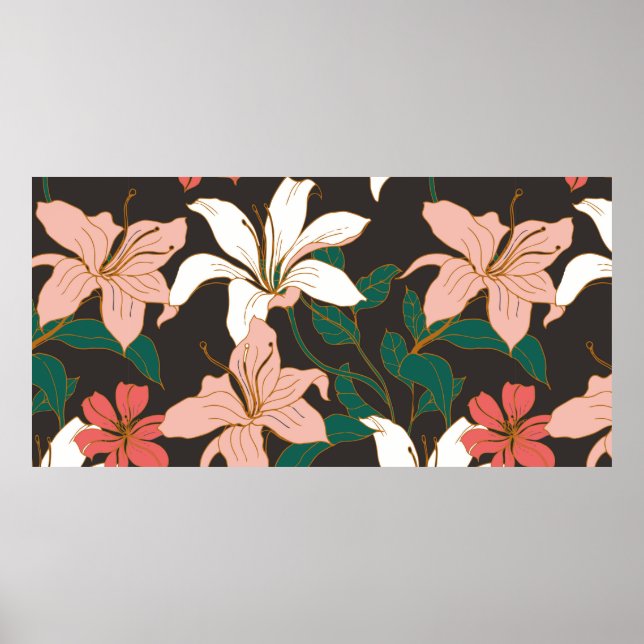 Schöner, nahtloser Blumenmuster Hintergrund. Poster (Vorne)