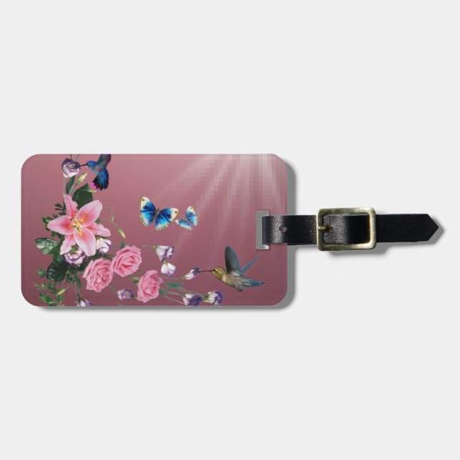 Schöner Natur-Blumen-Kolibri-Gepäck-Umbau Gepäckanhänger (Vorderseite horizontal)