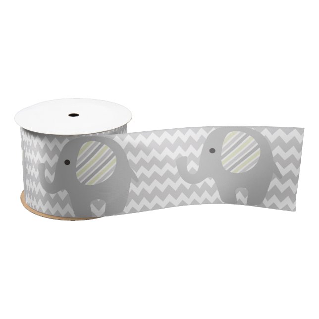 Schöner neutraler Babyparty-Gewohnheits-Elefant Satinband (Spule)