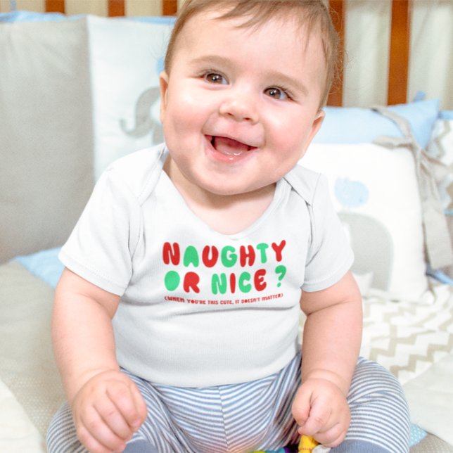 Schöner oder schöner Urlaub Funny Funny Funny Funn Baby Strampler (Naughty or Nice Holiday Festive Funny Christmas Baby Bodysuit)