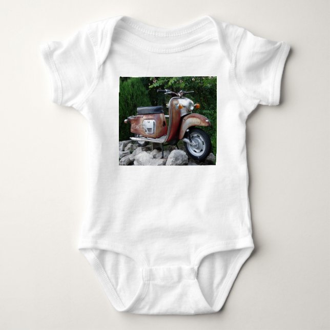 Schöner Old Scooter Baby Jersey Bodysuit, White Strampler (Vorderseite)