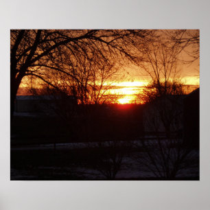 Schöner orange-gelber Sonnenaufgang in Missouri Poster
