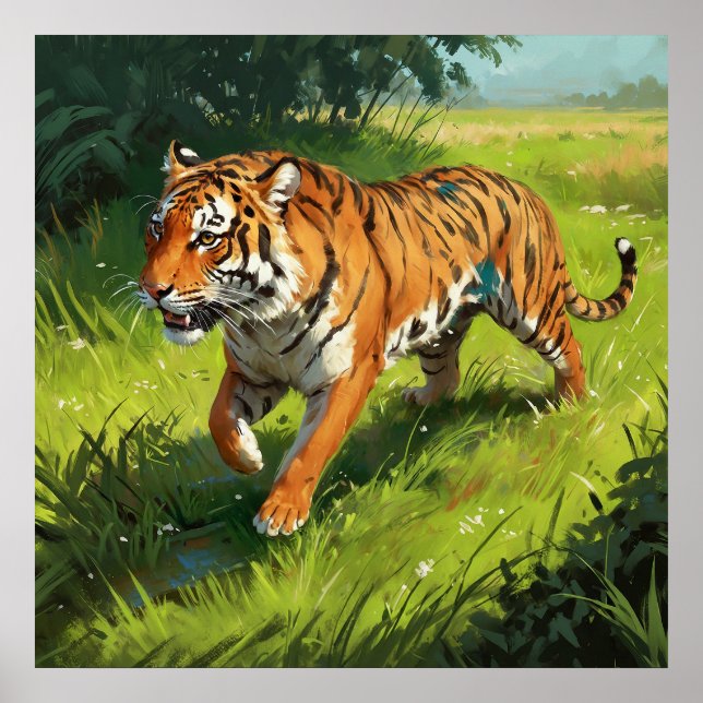 Schöner Orange Tiger Lauf in Dschungel Poster (Vorne)