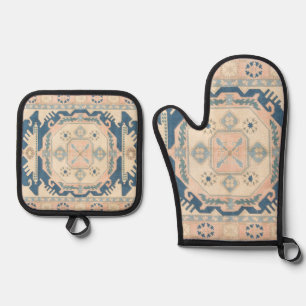 Schöner orientalischer antiker Kilim-Teppich Ofenhandschuh & Topflappen-Set