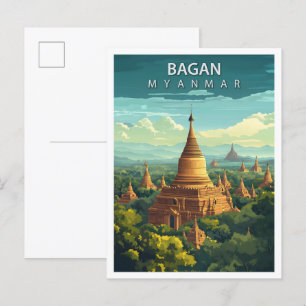 Schöner Ort Bagan Myanmar Kunst Reise Postkarte