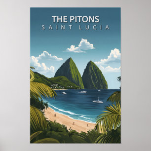 Schöner Ort die Pitons Saint Lucia Reise Poster