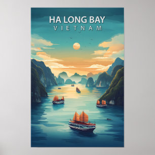 Schöner Ort Ha Long Bay Vietnam Reise Poster