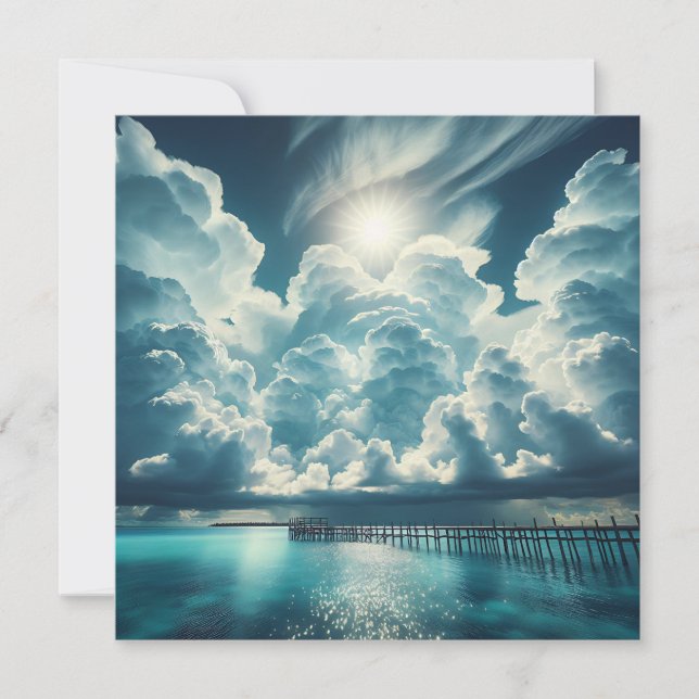 Schöner Ozean, Dock und florierende Wolken (Vorderseite)