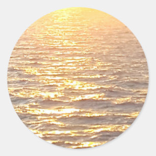 Schöner Ozean Golden Hour Sonnenaufgang Runder Aufkleber