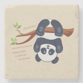 schöner Panda auf dem Kopf Steinuntersetzer