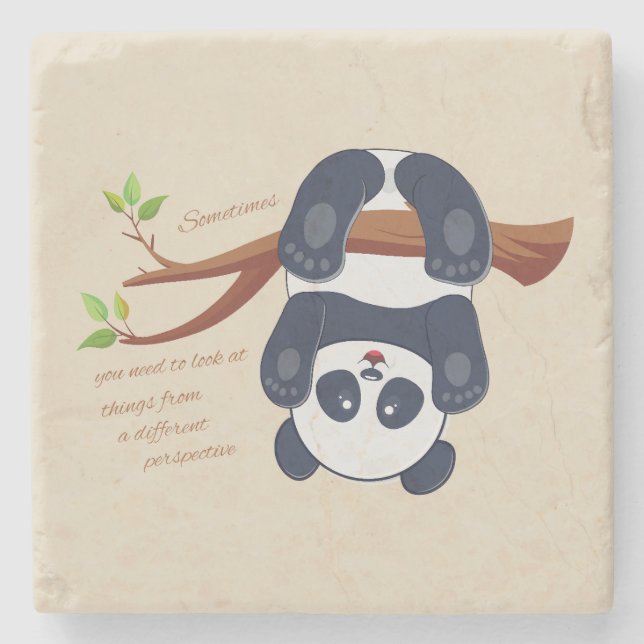 schöner Panda auf dem Kopf Steinuntersetzer (Vorderseite)