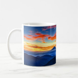 Schöner Panoramablick Mount Fuji Sunset Kaffeetasse