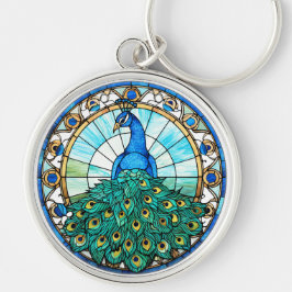 Schöner Pfau im Glass-Stil Schlüsselanhänger