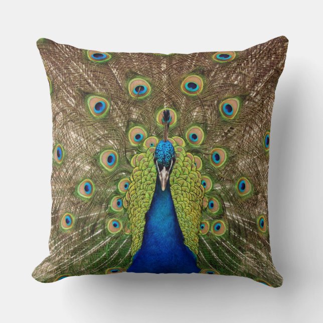 Schöner Pfau Kissen (Vorderseite)