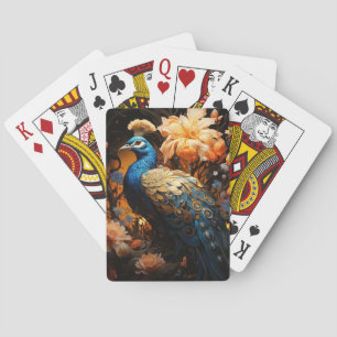 Schöner Pfau und Blumen Spielkarten