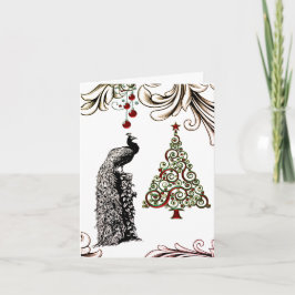 Schöner Pfau-und Weihnachtsbaum-Feiertag Dankeskarte