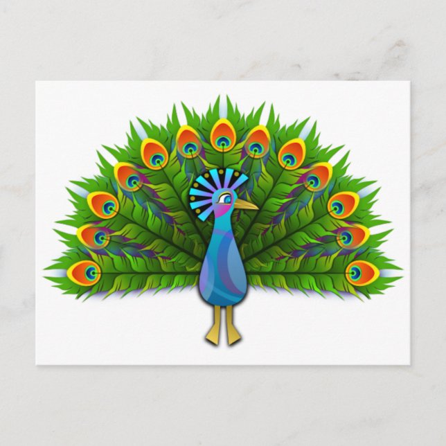 Schöner Pfau zeigt Plumage Postkarte (Vorderseite)