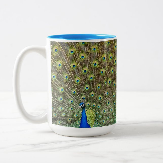 Schöner Pfauenvogel Zweifarbige Tasse (Links)