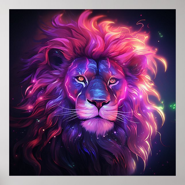 Schöner Pink Lion Head Poster (Vorne)