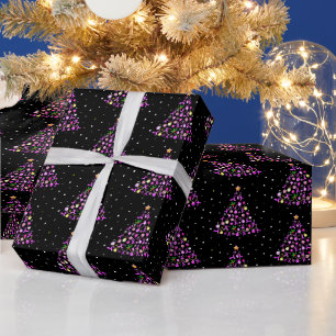 Schöner Pink Ribbon Weihnachtsbaum Geschenkpapier
