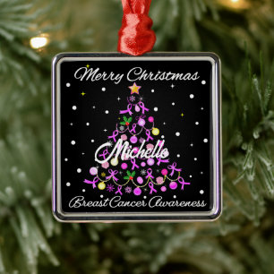 Schöner Pink Ribbon Weihnachtsbaum Ornament Aus Metall