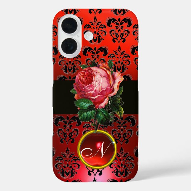 SCHÖNER PINK ROSE RED BLACK DAMASK RUBY MONOGRAMM TITLE_SEO2 (Rückseite)