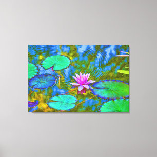 Schöner Pink Water Lilie Lotus im Teich Leinwanddruck