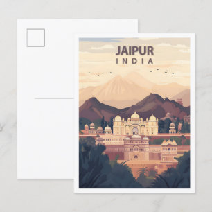 Schöner Platz Jaipur Indien Illustrationsreise Postkarte