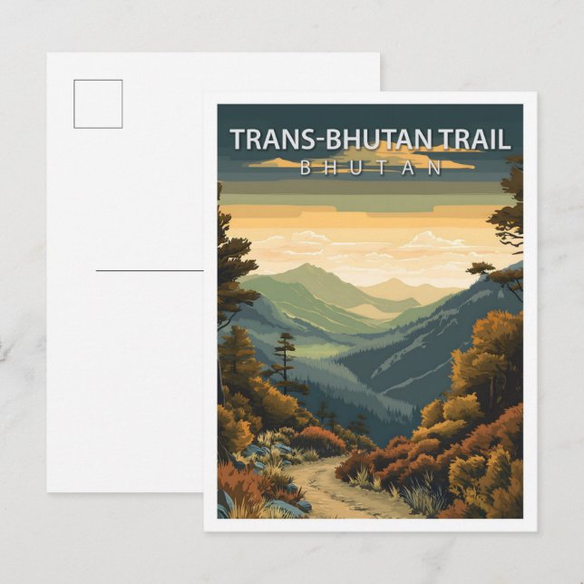 Schöner Platz Trans Bhutan Wanderweg Bhutan Postkarte (Vorne/Hinten)