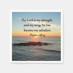 Schöner Psalm 118:14 Sonnenaufgang Foto Design Serviette