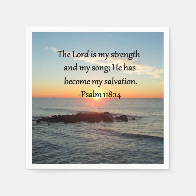 Schöner Psalm 118:14 Sonnenaufgang Foto Design Serviette (Vorderseite)