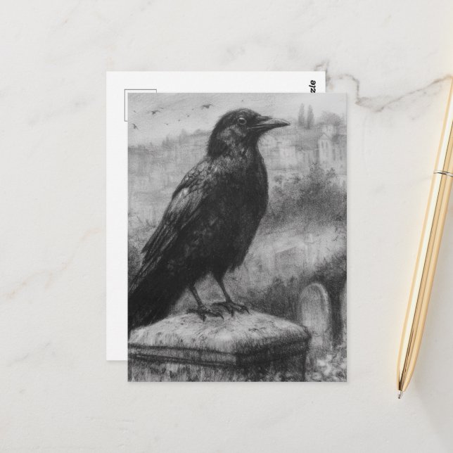 Schöner Rabe Postkarte (Vorderseite/Rückseite Beispiel)