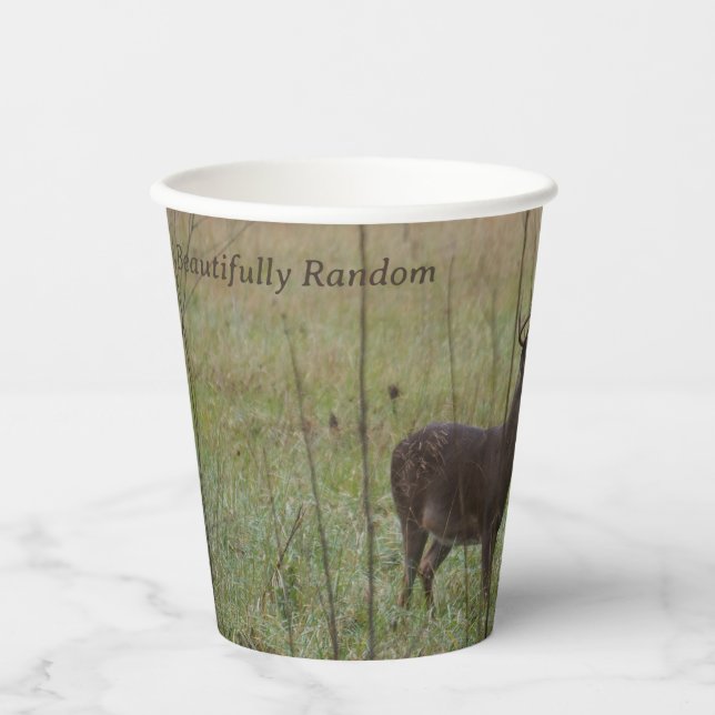 Schöner Random: weißer Hirsch BUCK-Papierbecher Pappbecher (Vorderseite)